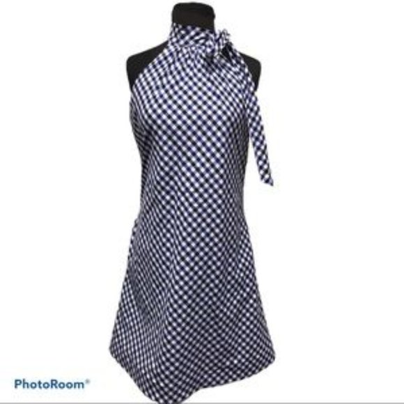 Tish Cox "Courtney" Blue Black White Dress small - Picture 1 of 3